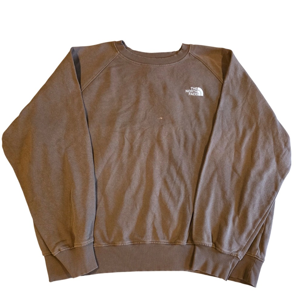 The North Face Mens Brown Circular Design Fleece Crewneck Sweatshirt XXL Raglan